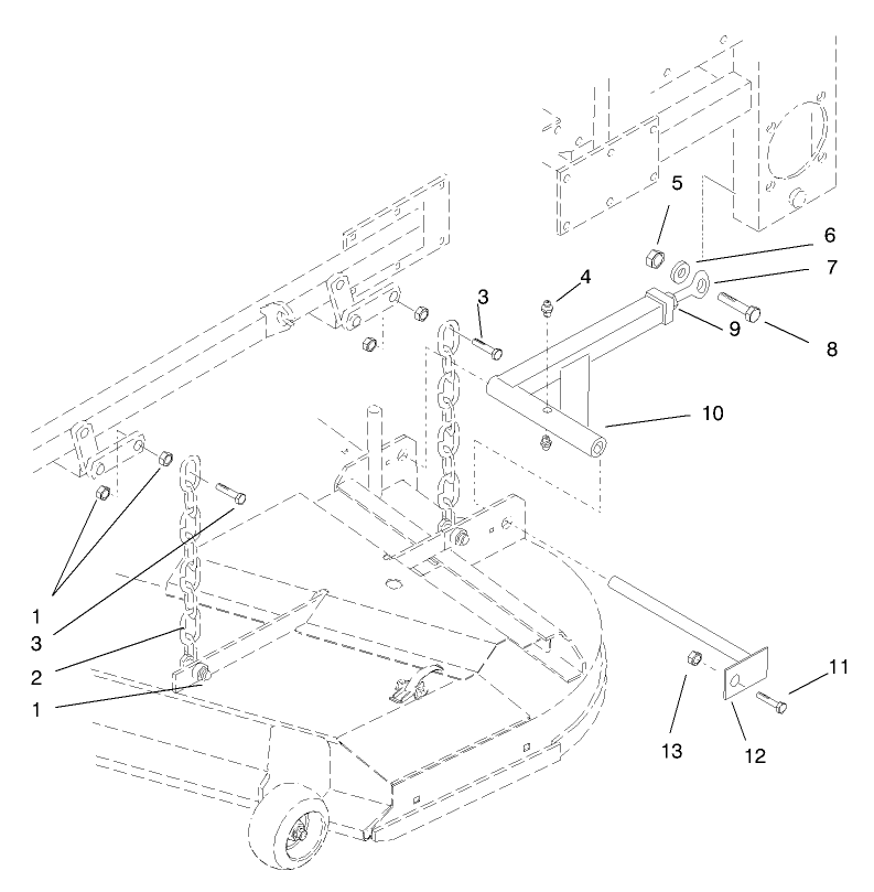 Deck Mounting Diagram and Parts List for 74200 890001 - 899999 Toro Lawn Tractor