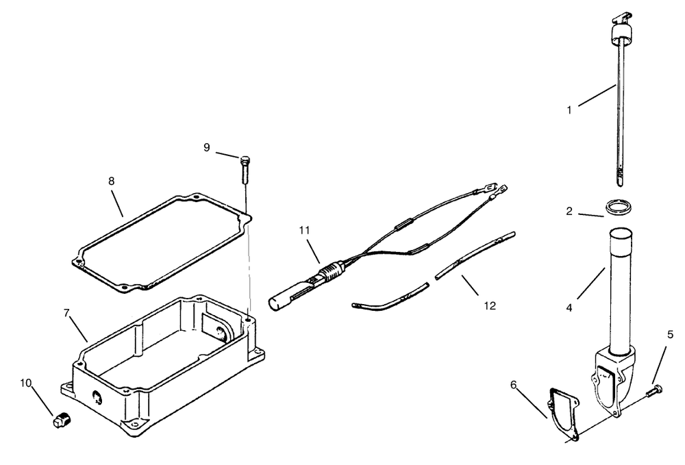Oil Pan And Dipstick Diagram and Parts List for 73403 7900001 - 7999999 Toro Lawn Tractor