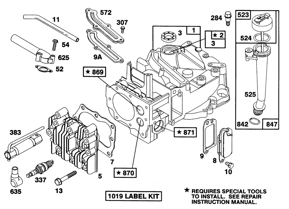 Engine Briggs & Stratton Model 122702-0182-01 Diagram and Parts List for 20906B 2000001 - 2999999 Toro Lawn Mower