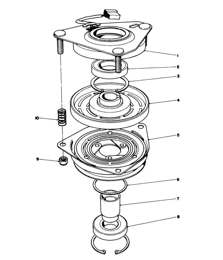 Clutch Assembly No. 54-0220 Diagram and Parts List for 57450 1000001 - 1999999 Toro Lawn Tractor