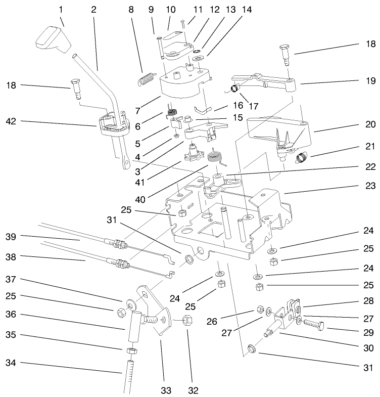 Traction Linkage Assembly Diagram and Parts List for 38542 99000001 - 99999999 Toro Snow Blower