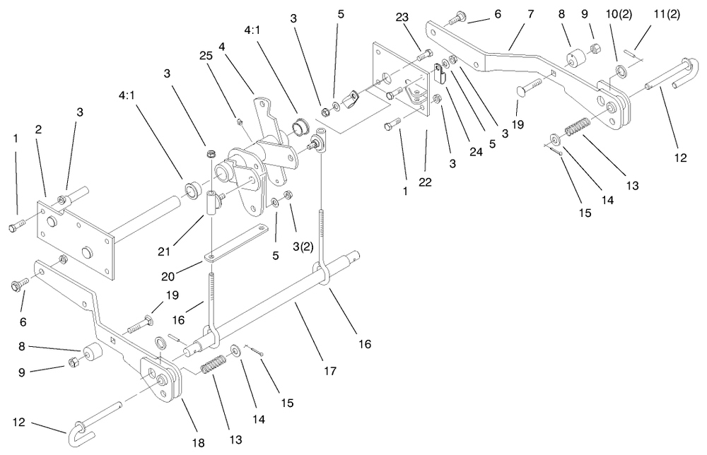 Hydro Lift Lower Assembly Diagram and Parts List for 73560 8900001 - 8999999 Toro Lawn Tractor