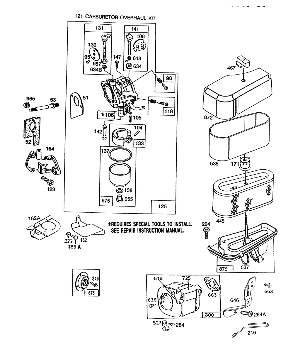 Briggs & Stratton Model No. 286707-0119-01 (Cont.) Diagram and Parts List for 56176 1000001 - 1999999 Toro Lawn Tractor