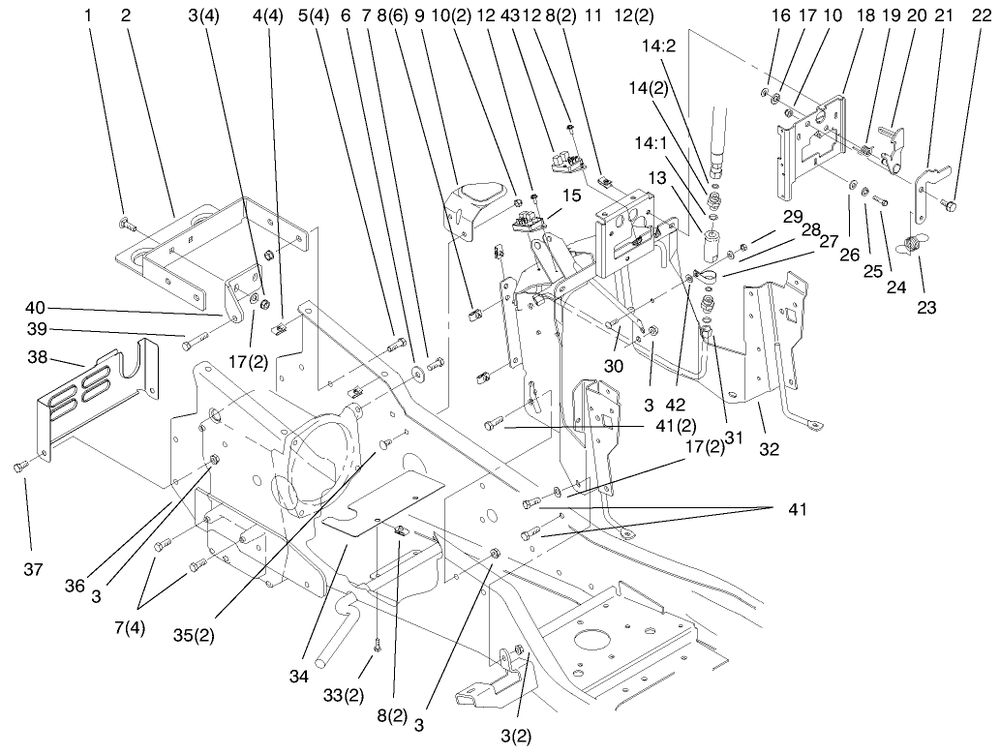 Steering Tower & Fuel Tank Supports Assembly Diagram and Parts List for 73561 9900001 - 9999999 Toro Lawn Tractor