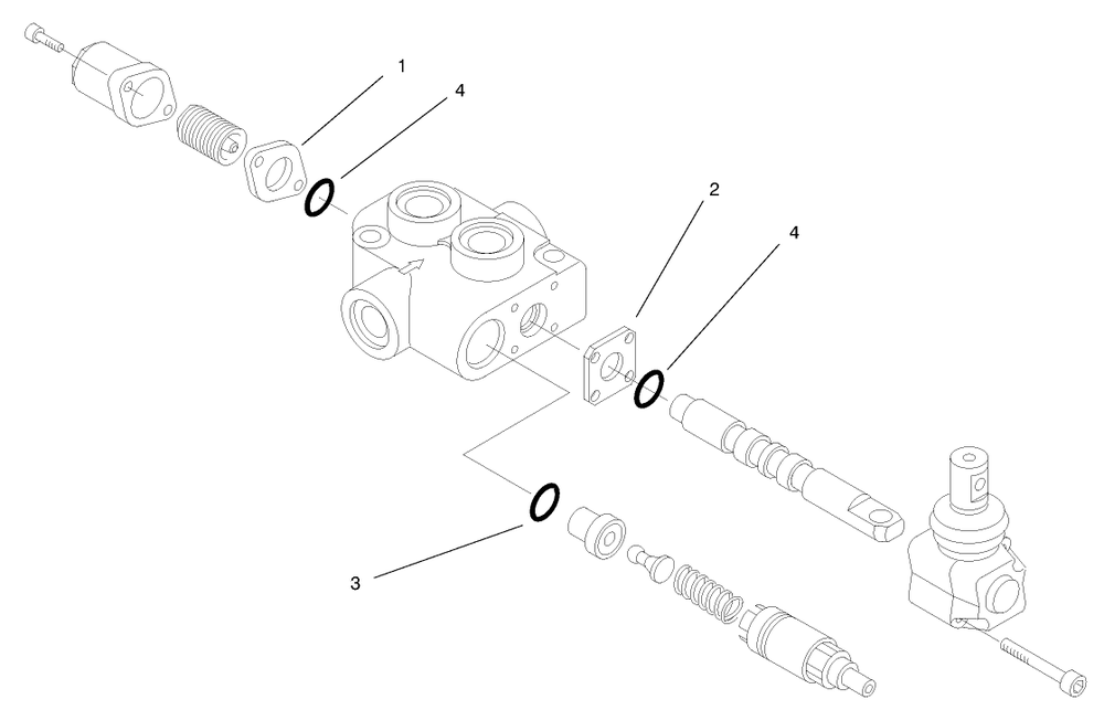 Hydraulic Valve Assembly No. 99-3077 Diagram and Parts List for 22305 991008 - 999999 Toro Lawn Tractor Accessories