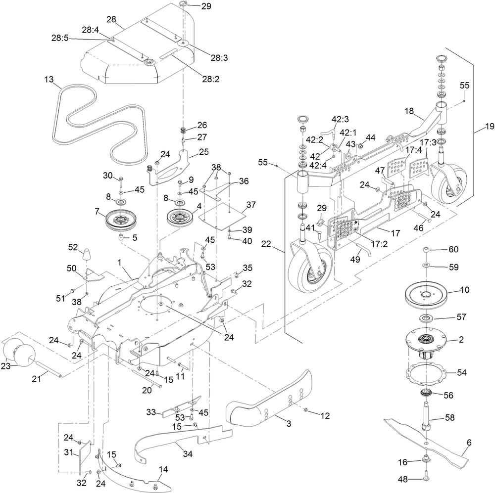 Lh Wing Deck Assembly Diagram and Parts List for 72098 413000000 - 999999999 Toro Lawn Tractor
