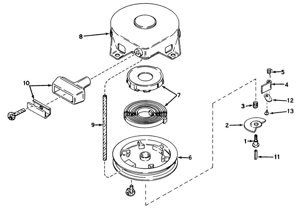 Rewind Starter No. 590473 Diagram and Parts List for 38010 9000001 - 9999999 Toro Snow Blower