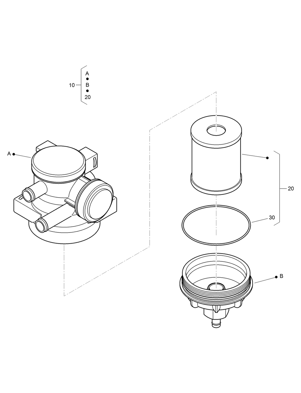 Oil Separator (Component Parts) Assembly Diagram and Parts List for 22530 414400000 - 999999999 Toro Lawn Tractor Accessories