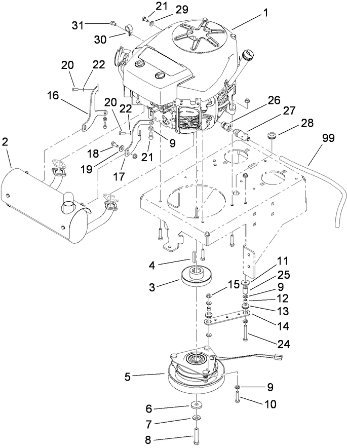 Engine Assembly Diagram and Parts List for 74569 (290000001-290000206)(2009) Toro Lawn Mower