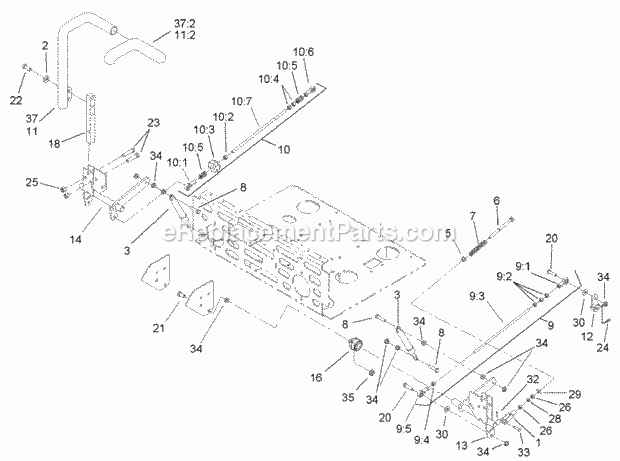 Steering Control Assembly Diagram and Parts List for 74250 240000001-240999999 Toro Lawn Mower