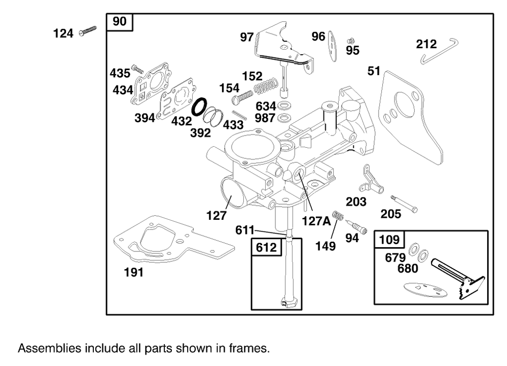 Engine Briggs & Stratton Model 135202-0142-03 Diagram and Parts List for 62060 890001 - 899999 Toro Seeder