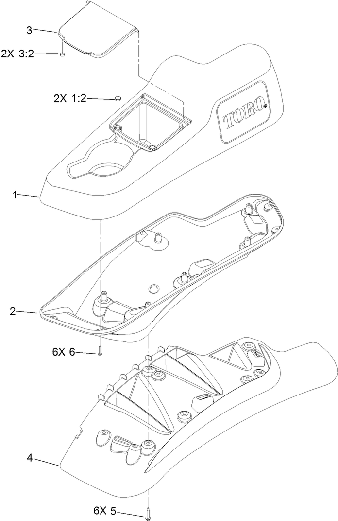 Lh Console Assembly Diagram and Parts List for 74902TE (313000001-313999999)(2013) Toro Lawn Mower