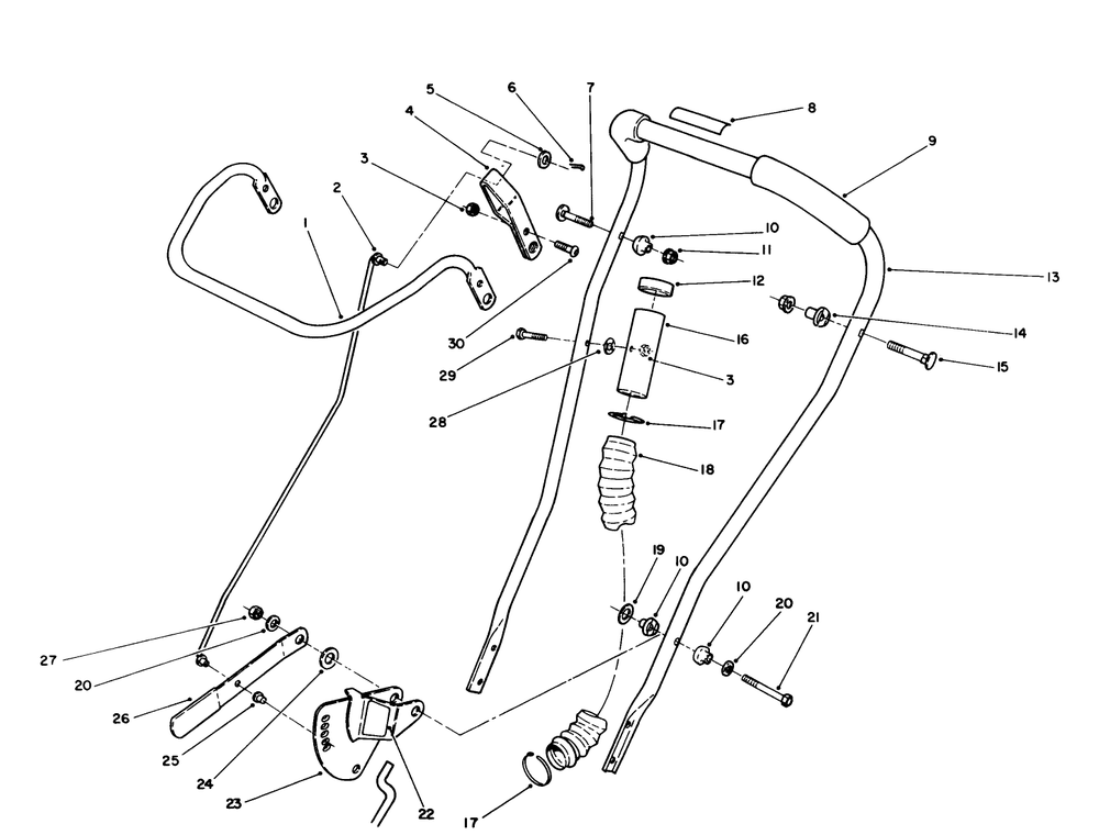 Handle Assembly Diagram and Parts List for 58432 9000001 - 9999999 Toro Edger