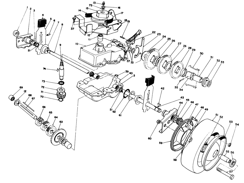 Gear Case Assembly Diagram and Parts List for 22036 2000001 - 2999999 Toro Lawn Mower