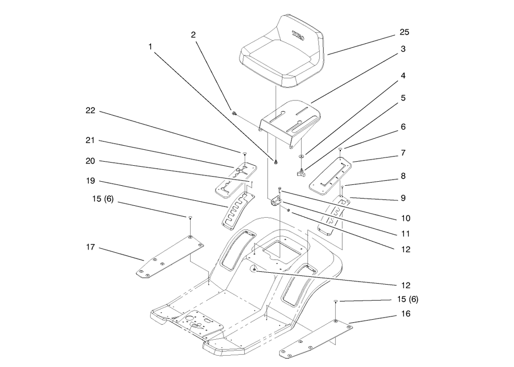 Seat Assembly Diagram and Parts List for 71190 7900001 - 7999999 Toro Lawn Tractor