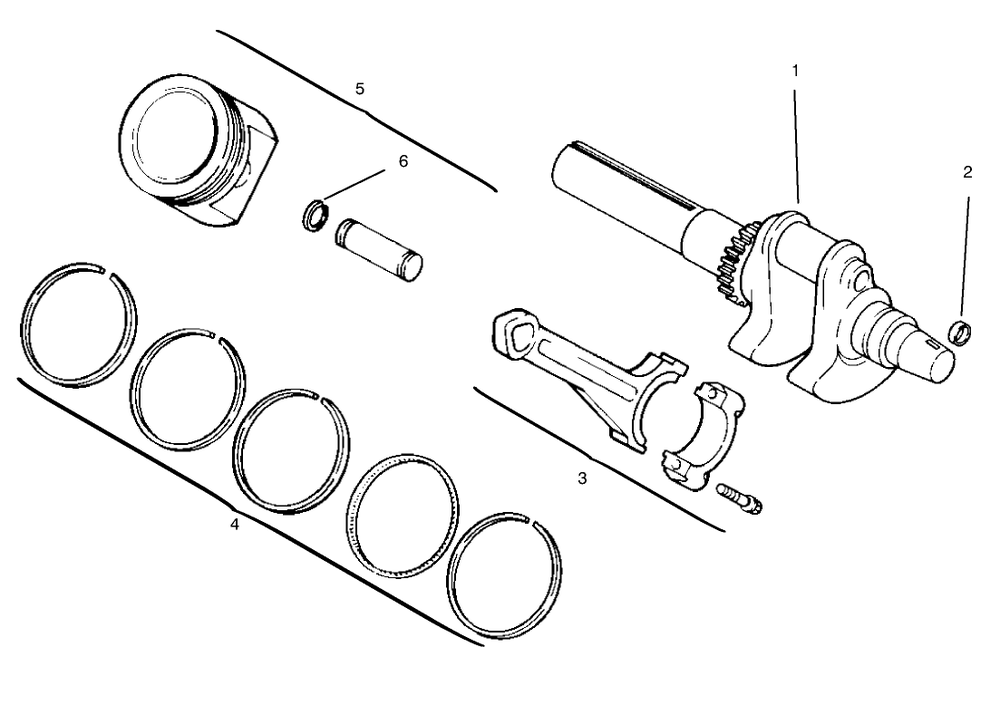 Crankshaft, Piston And Rings Diagram and Parts List for 30611 690001 - 699999 Toro Lawn Tractor