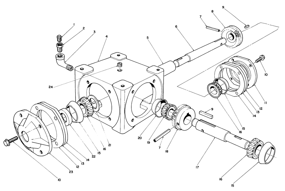 Gear Box Assembly Diagram and Parts List for 30761 390001 - 399999 Toro Snow Blower