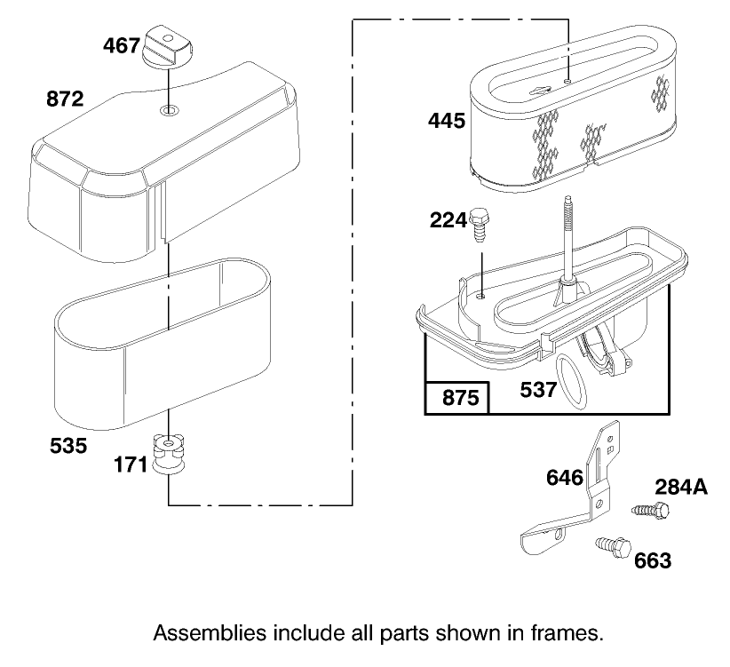 Engine Briggs & Stratton Model 283707-1156-E1 Diagram and Parts List for 71201 8900001 - 8999999 Toro Lawn Tractor