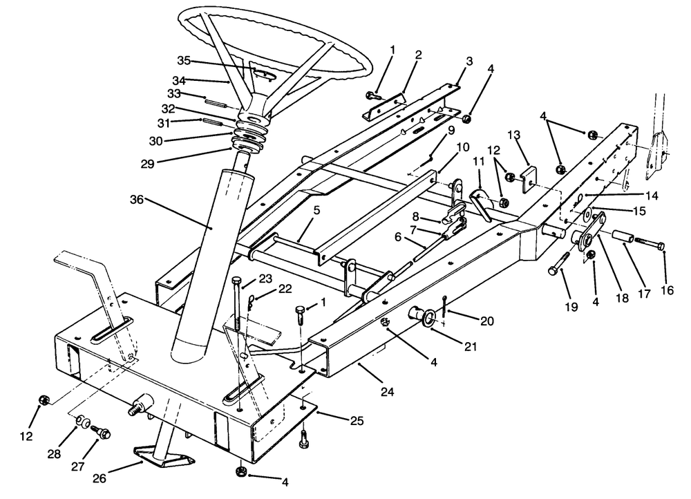 Frame Assembly Diagram and Parts List for 70060 49000001 - 49999999 Toro Lawn Tractor