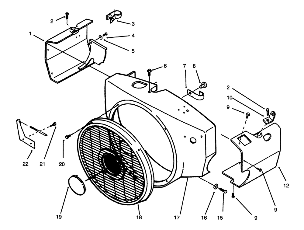 Blower Housing Diagram and Parts List for 73520 5900178 - 5999999 Toro Lawn Tractor