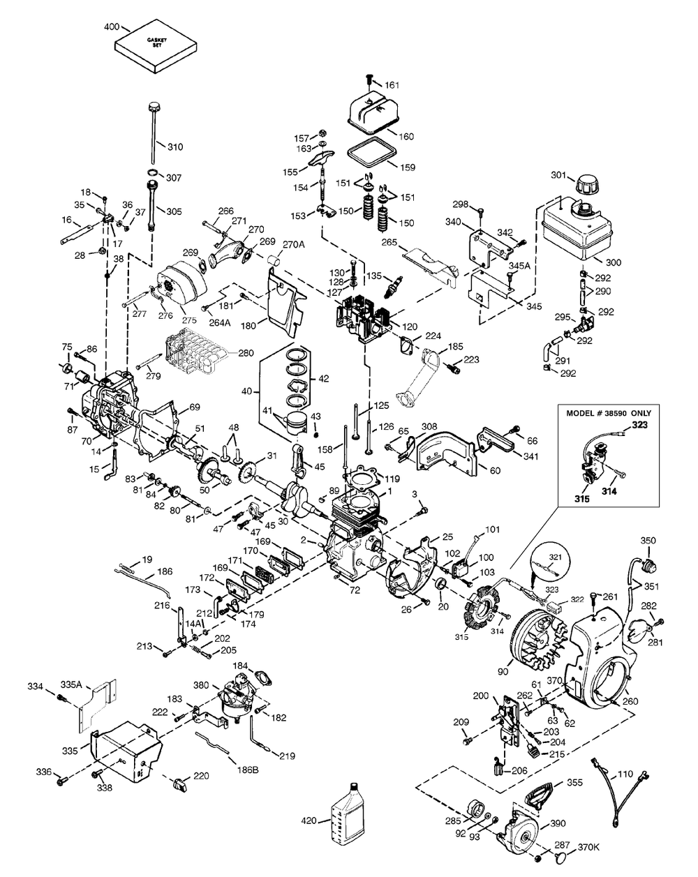 Engine Assemblies Ohsk 120-223604a And Ohsk 120-223605a Diagram and Parts List for 38590 8900001 - 8999999 Toro Snow Blower