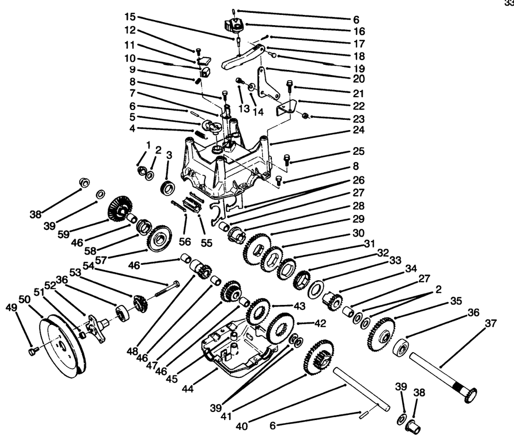 Transmission Assembly No. 66-8030 Diagram and Parts List for 38556 6900001 - 6999999 Toro Snow Blower