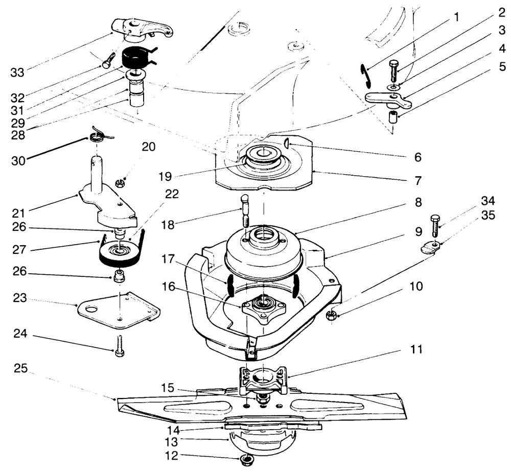 Blade Brake Clutch Assembly Diagram and Parts List for 22043 4900001 - 4999999 Toro Lawn Mower