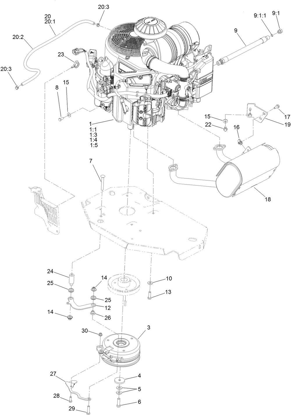 Engine Assembly Diagram and Parts List for 74969 400000000-402505318 Toro Lawn Mower