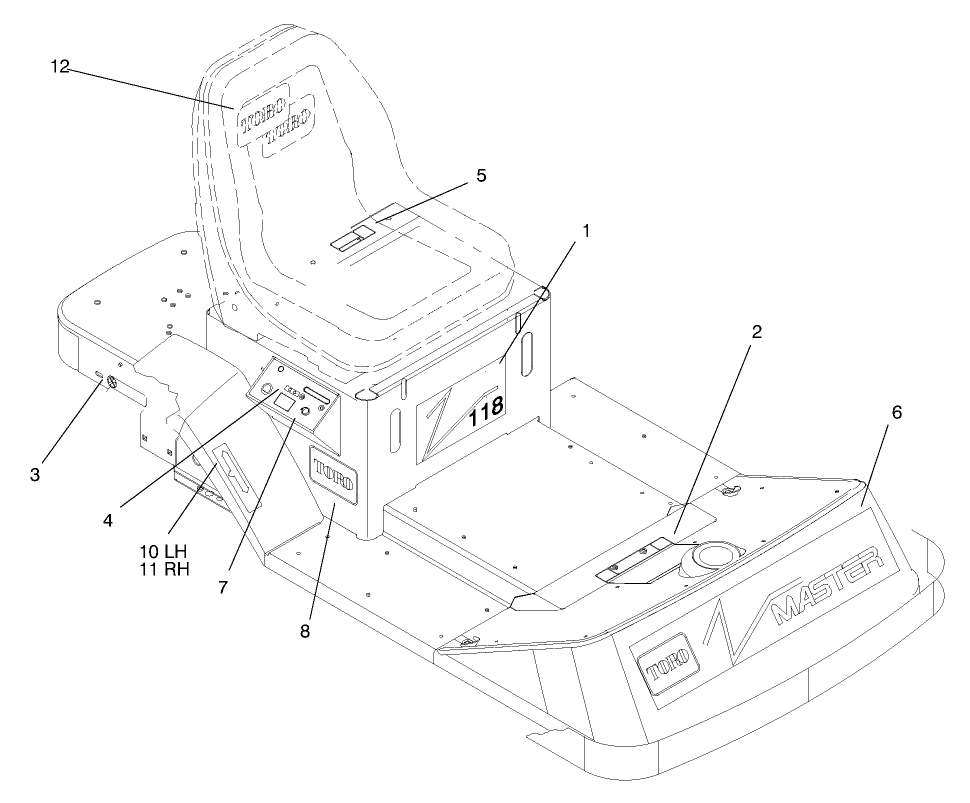 Decals Diagram and Parts List for 74105 79000001 - 79999999 Toro Lawn Tractor