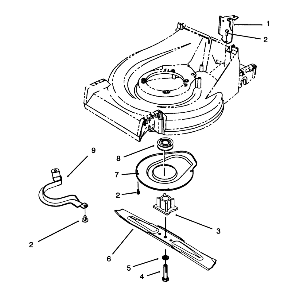 Blade Assembly Diagram and Parts List for 26640BC 5900001 - 5999999 Toro Lawn Mower