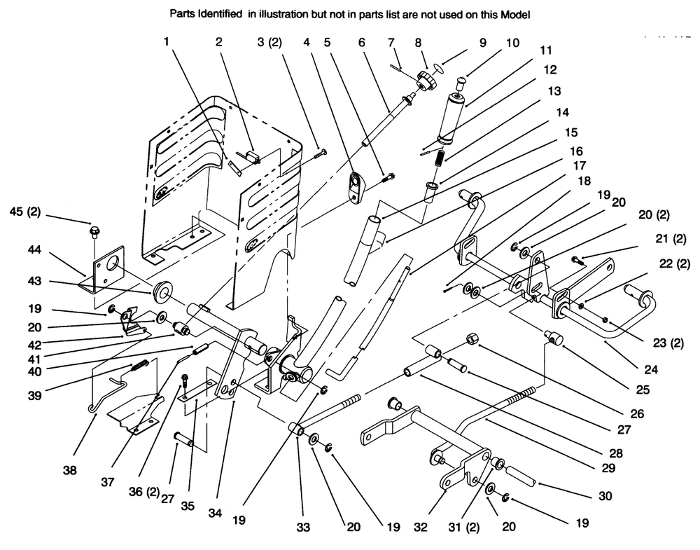 Lift Lever And Height Of Cut Diagram and Parts List for 72045 6900001 - 6999999 Toro Lawn Tractor