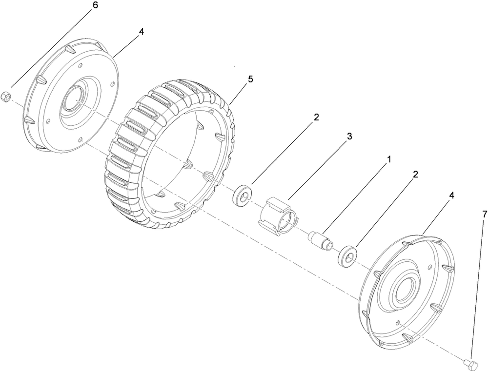 Wheel Assembly 2 Diagram and Parts List for 22156TE (310000001-310001000)(2010) Toro Lawn Mower