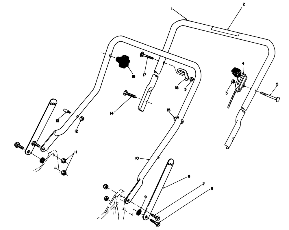 Handle Assembly Diagram and Parts List for 20213 1000001 - 1999999 Toro Lawn Mower