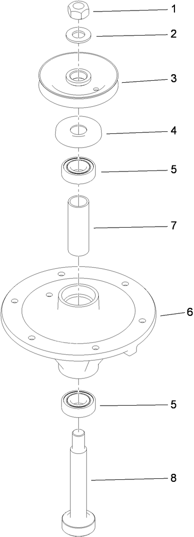 Spindle Assembly 3 Diagram and Parts List for 74536TE (313000001-313999999)(2013) Toro Lawn Mower