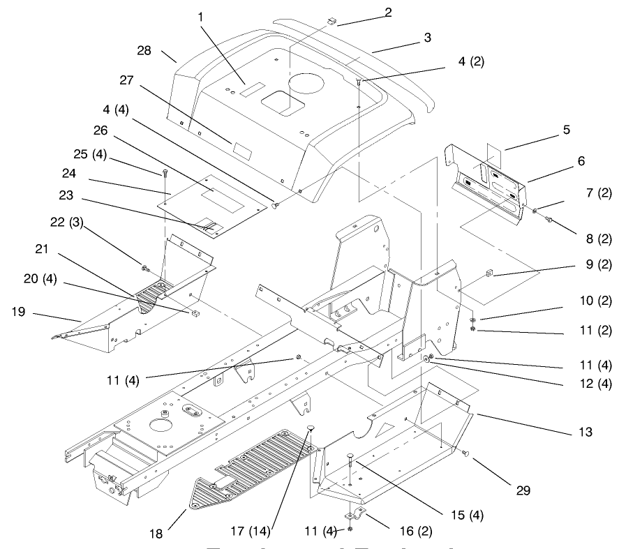 Fender And Footrest Diagram and Parts List for 72064 7900001 - 7999999 Toro Lawn Tractor