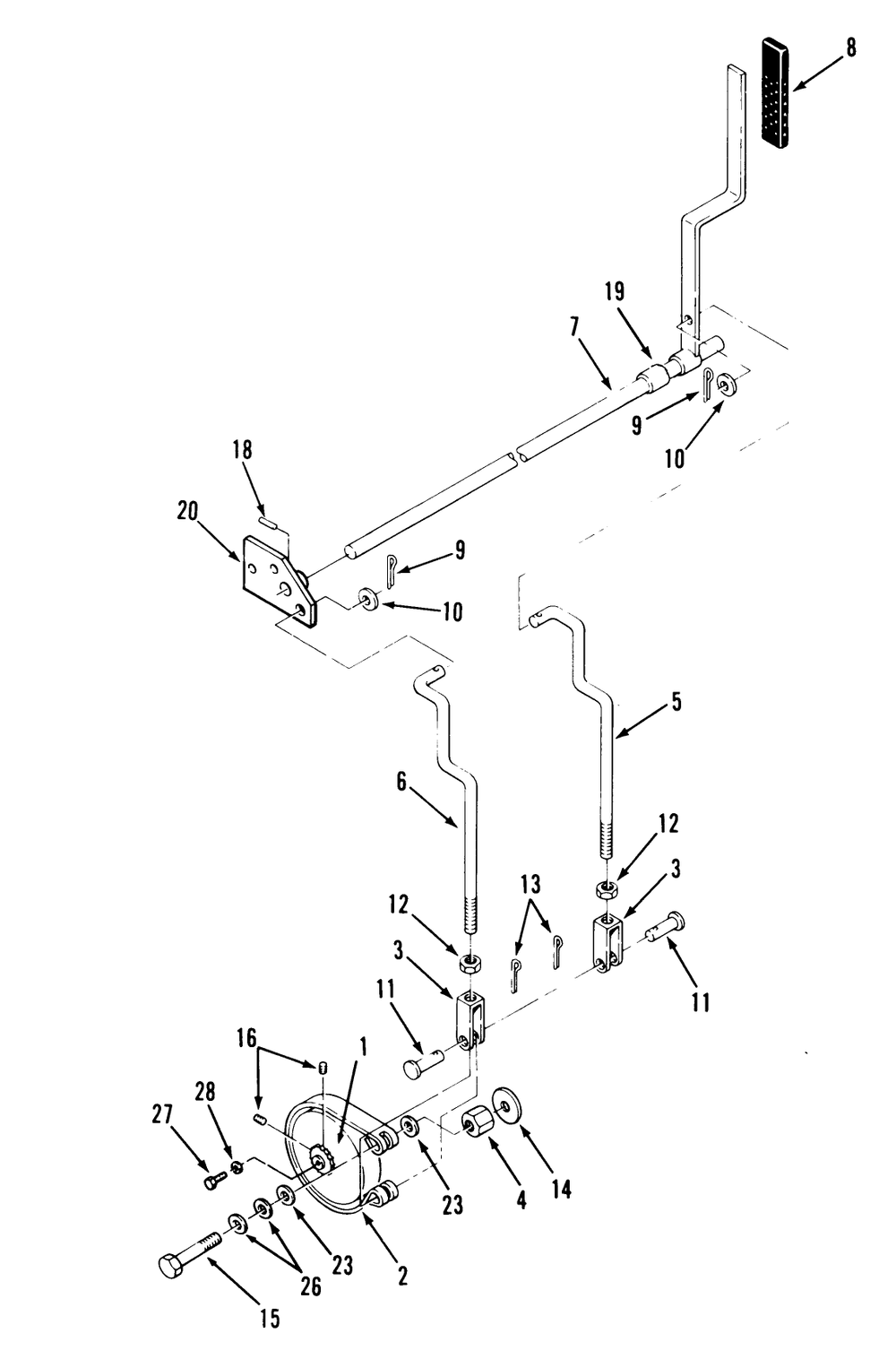 Parking Brake Diagram and Parts List for 74140 39000001 - 39999999 Toro Lawn Tractor