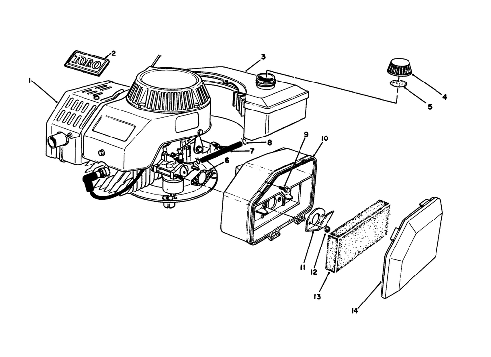 Engine Assembly Diagram and Parts List for 59257 5000001 - 5999999 Toro Engine