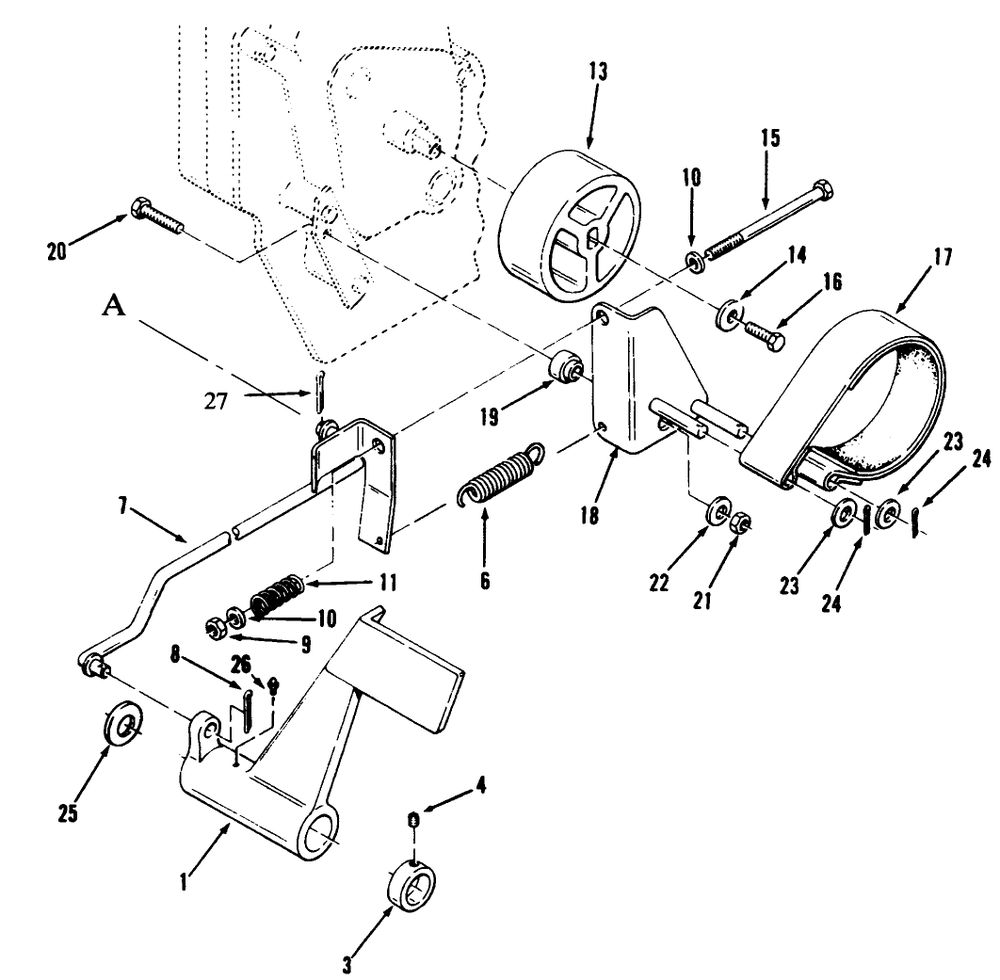 Clutch, Brake And Speed Control Linkage Diagram and Parts List for 73501 59002869 - 59002946 Toro Lawn Tractor