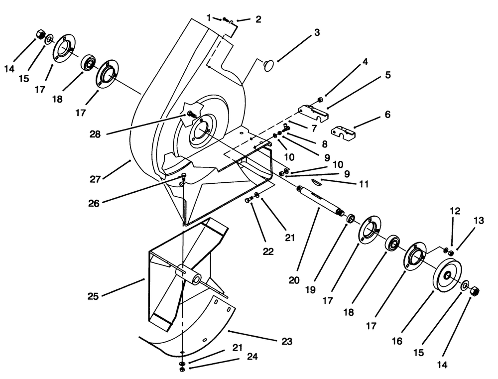 Housing & Impeller Assembly Diagram and Parts List for 79203 7900001 - 7999999 Toro Lawn Tractor