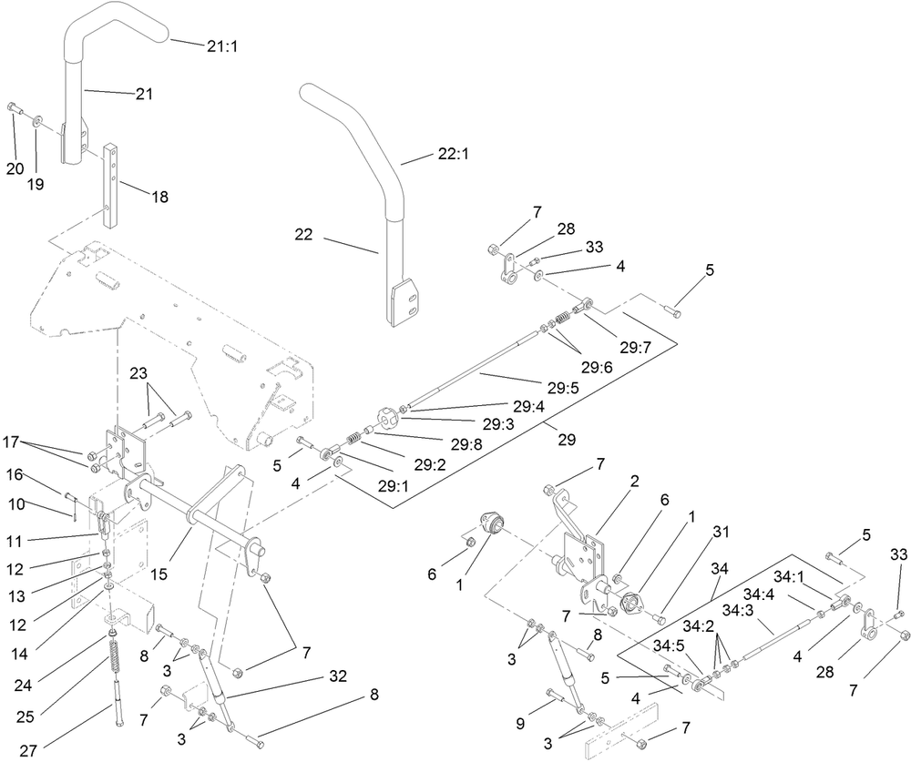Hydro Control Assembly Diagram and Parts List for 74264TE (314000001-314999999)(2014) Toro Lawn Mower