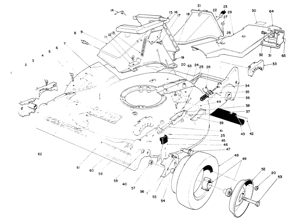 Housing Assembly Diagram and Parts List for 22151 5900001 - 5999999 Toro Lawn Mower
