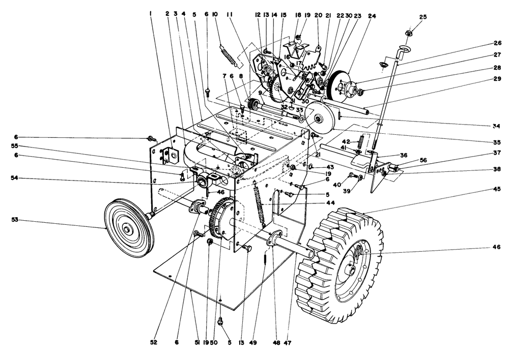 Traction Assembly Diagram and Parts List for 38010 1000001 - 1999999 Toro Snow Blower