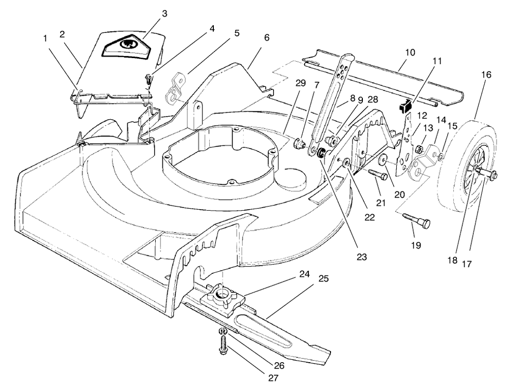 Housing Assembly Diagram and Parts List for 16401 890000001 - 899999999 Toro Lawn Mower