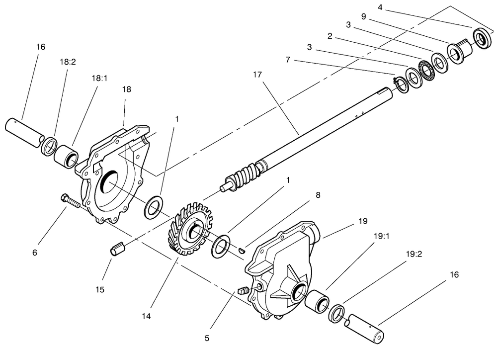 24" Auger Gearcase Assembly No. 74-1560 Diagram and Parts List for 38542 99000001 - 99999999 Toro Snow Blower