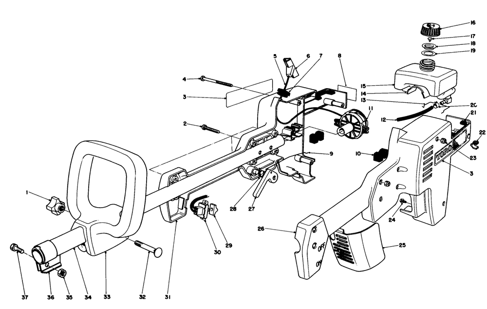 Engine Housing Assembly Diagram and Parts List for 51603 3000001 - 3999999 Toro Trimmer