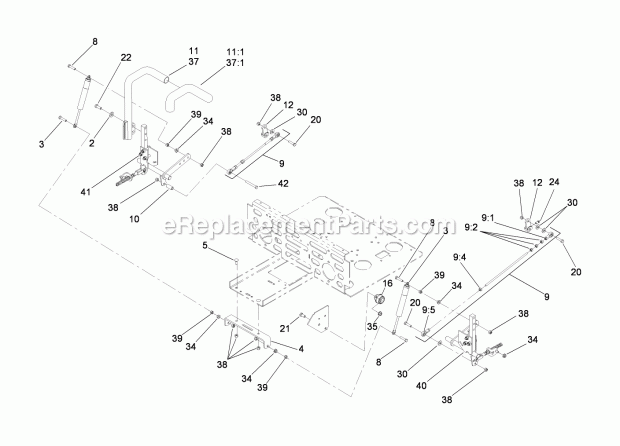 Steering Control Assembly Diagram and Parts List for 74284 280000001-280999999 Toro Lawn Mower