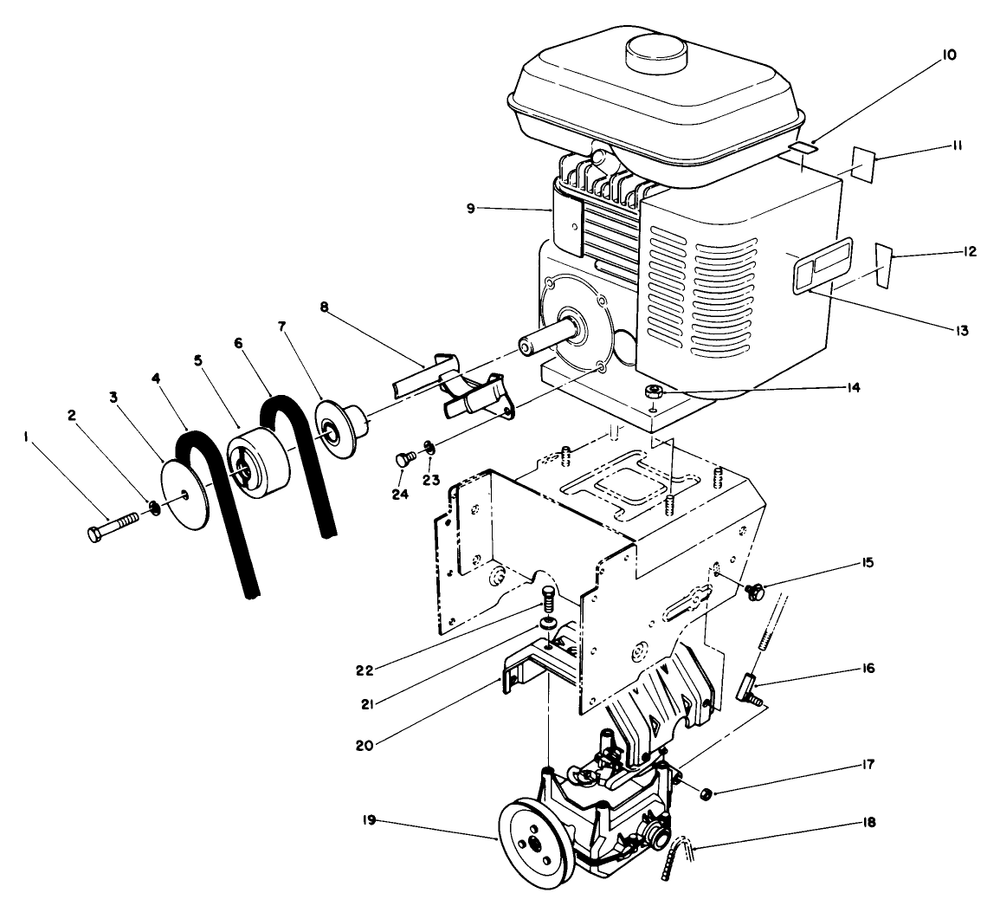 Engine Assembly Diagram and Parts List for 38525 9000001 - 9999999 Toro Snow Blower