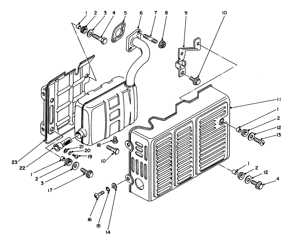 Exhaust Diagram and Parts List for 62008 7000001 - 7999999 Toro Generator