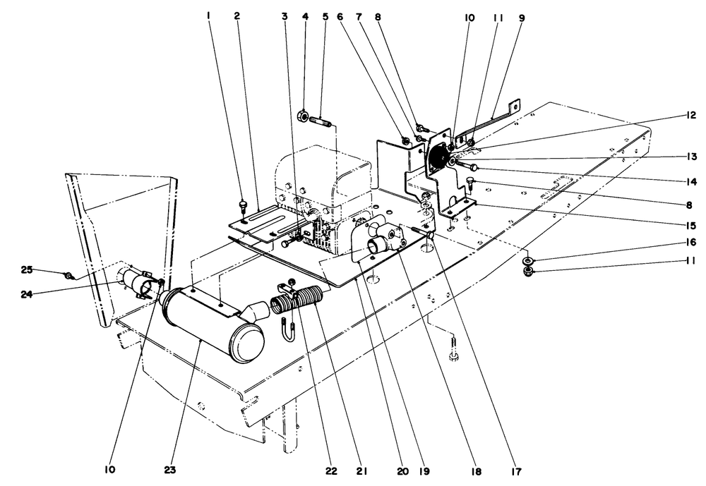 Exhaust Assembly Diagram and Parts List for 55166 3000001 - 3999999 Toro Lawn Tractor