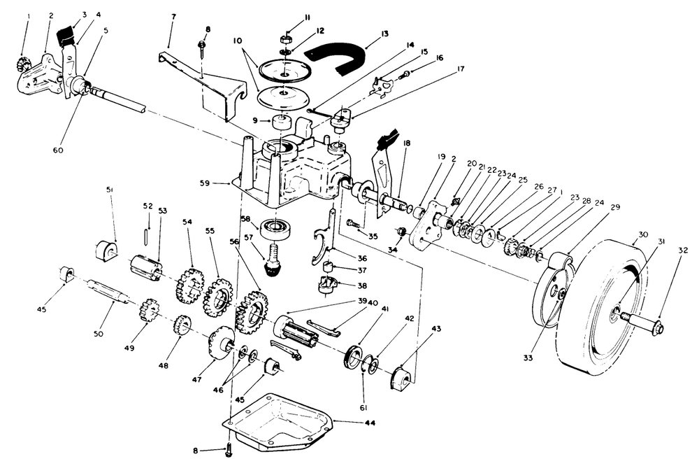 Gear Case Assembly Diagram and Parts List for 20219 1000001 - 1999999 Toro Lawn Mower